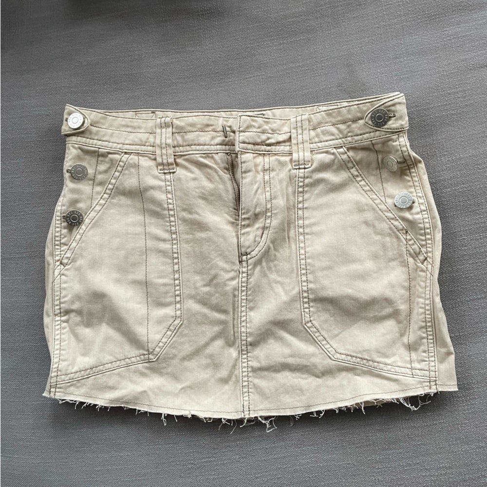 Urban Outfitters Beige Denim Mini Skirt with Button Details